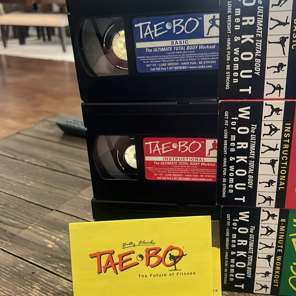 Tae Bo Workout VHS Set - Red, Blue, Green, 1998